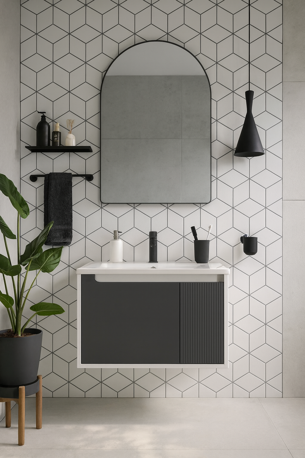 Тумба под раковину без столешницы STWORKI Мурманск 70 подвесная, антрацит