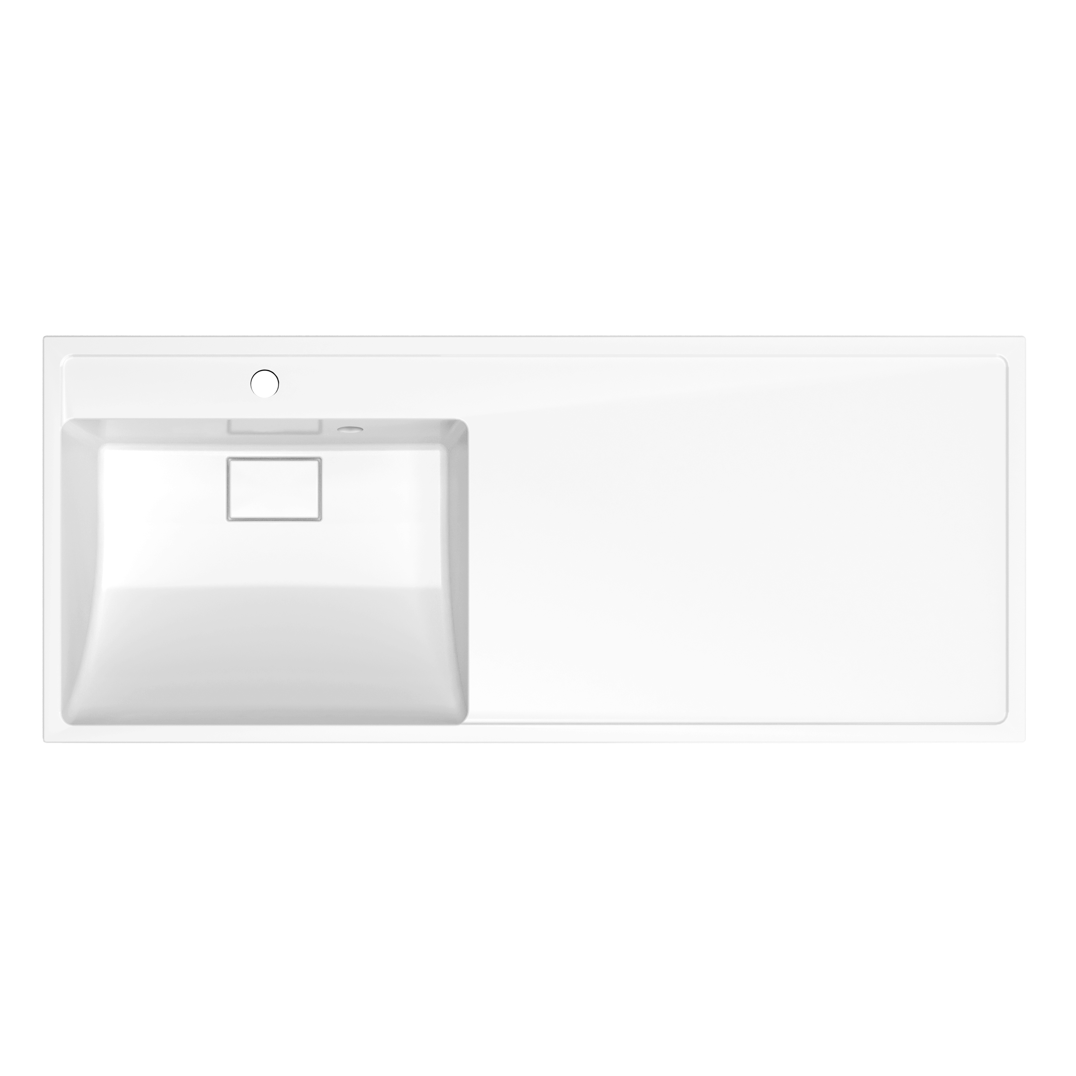 Раковина над стиральной машиной Paola Napoli 121 L глянцевая белая, прямоугольная, литьевой мрамор, со столешницей справа, с кронштейном