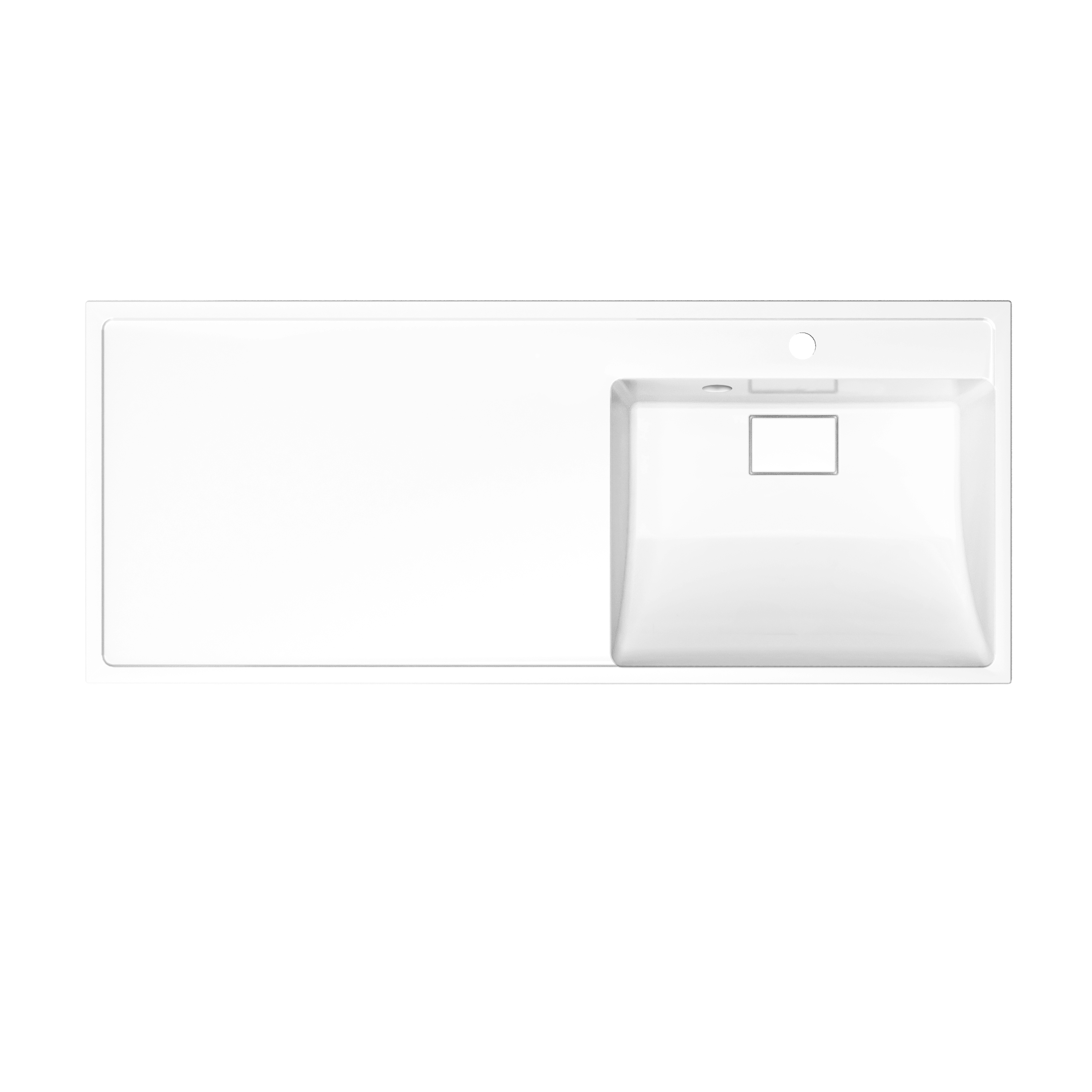 Раковина над стиральной машиной Paola Napoli 121 R глянцевая белая, прямоугольная, литьевой мрамор, со столешницей слева, с кронштейном