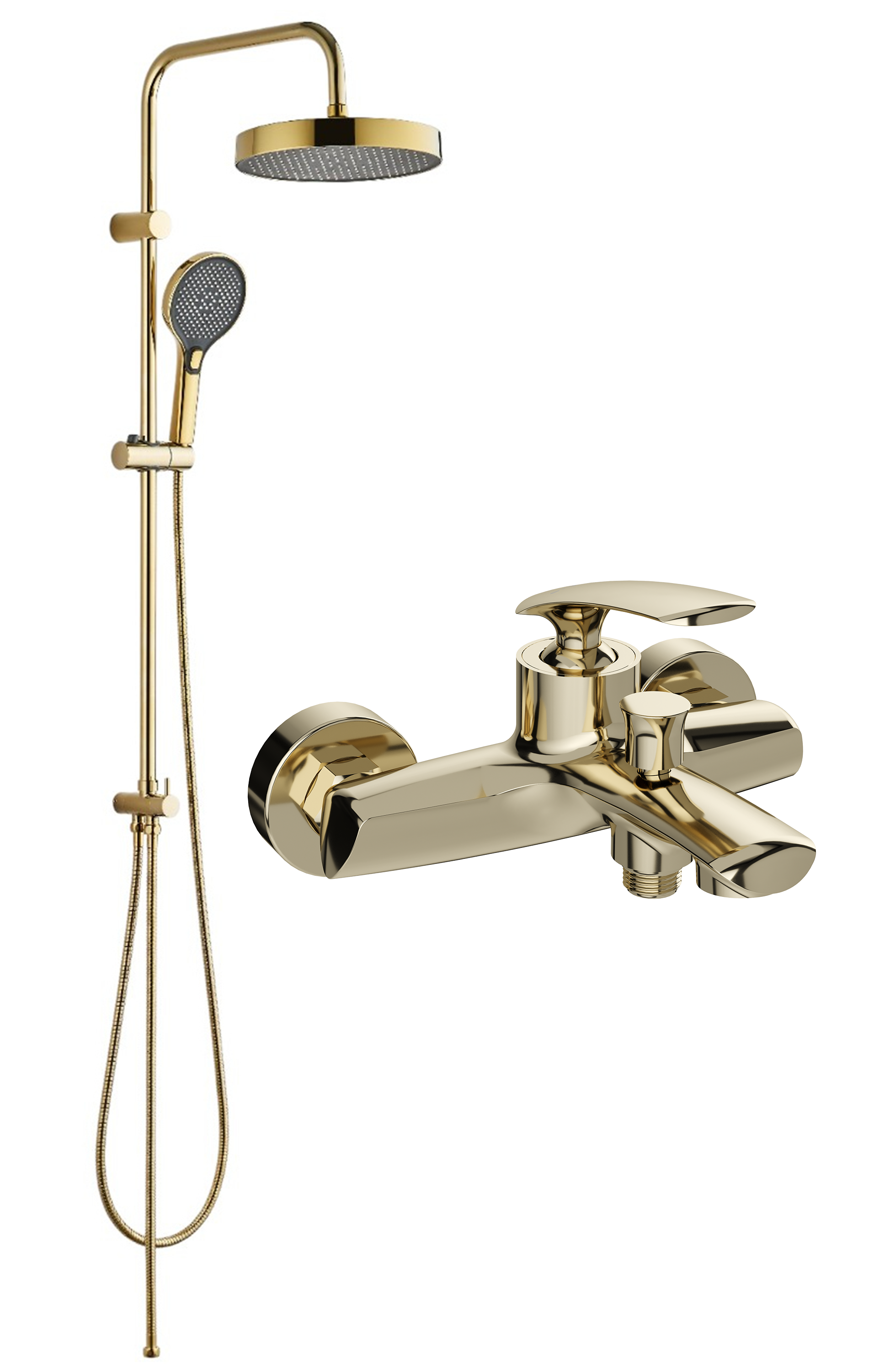 Душевая стойка STWORKI Гётеборг S23180GG со смесителем Гётеборг S03100GG, глянцевое золото