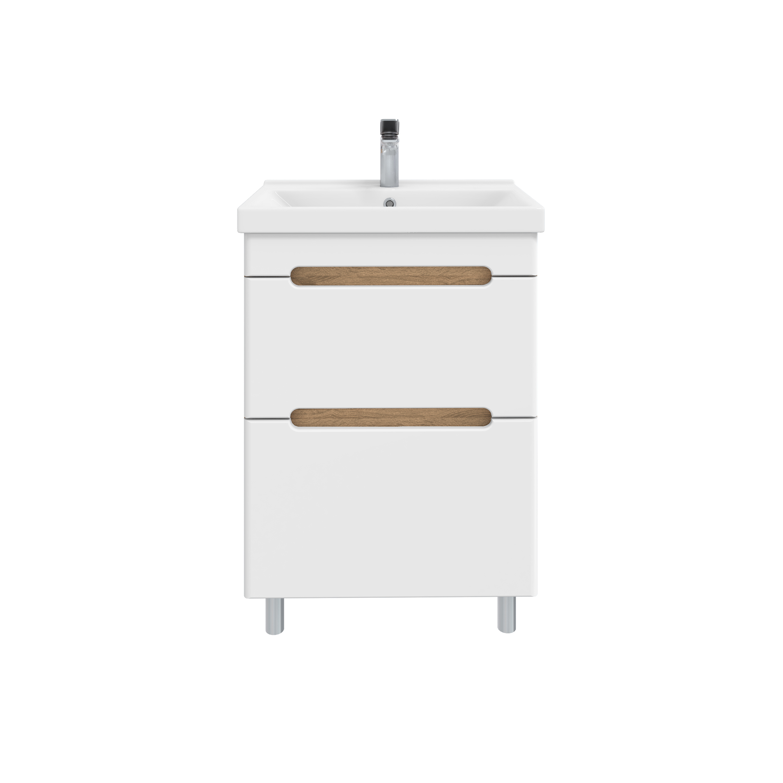Тумба под раковину без столешницы SanStar Diva 60 напольная, матовая белая, дуб вотан