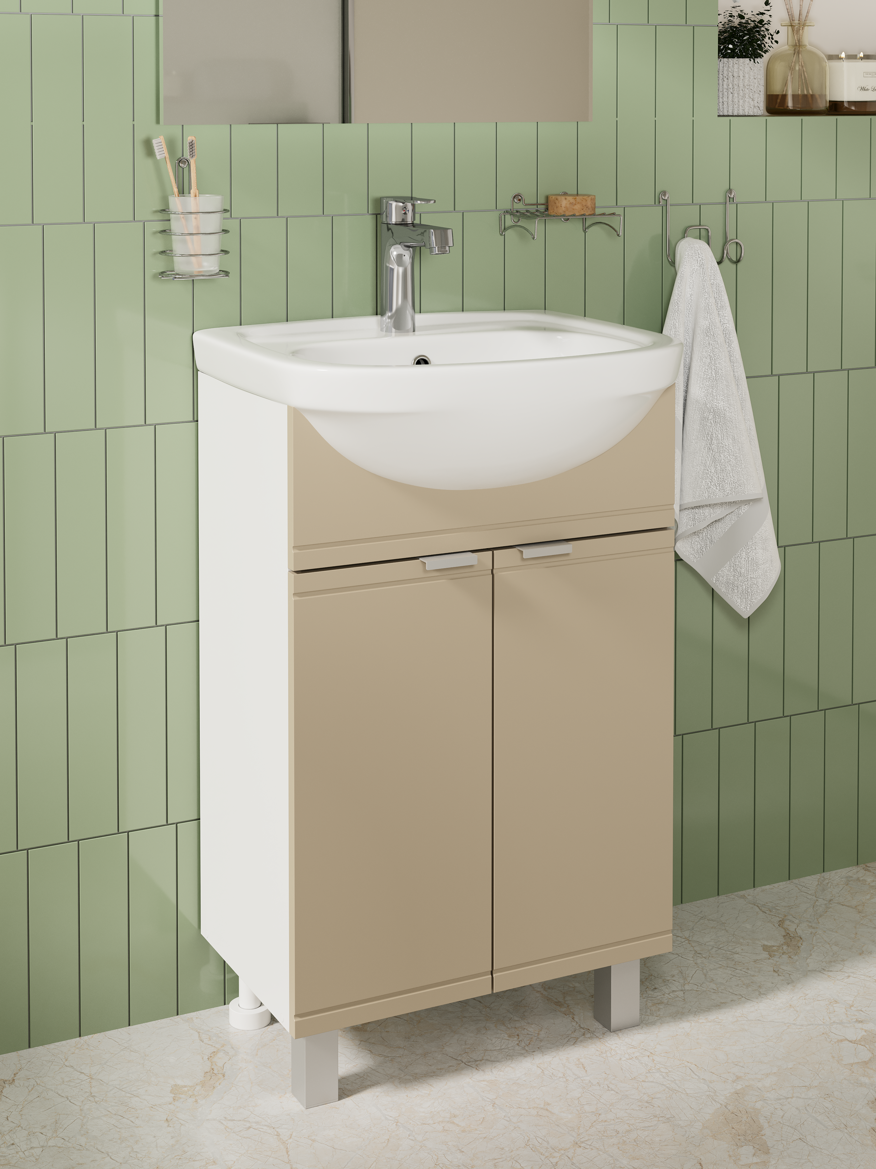 Тумба под раковину без столешницы DIWO Дмитров 50 напольная, 2 дверцы, глясе