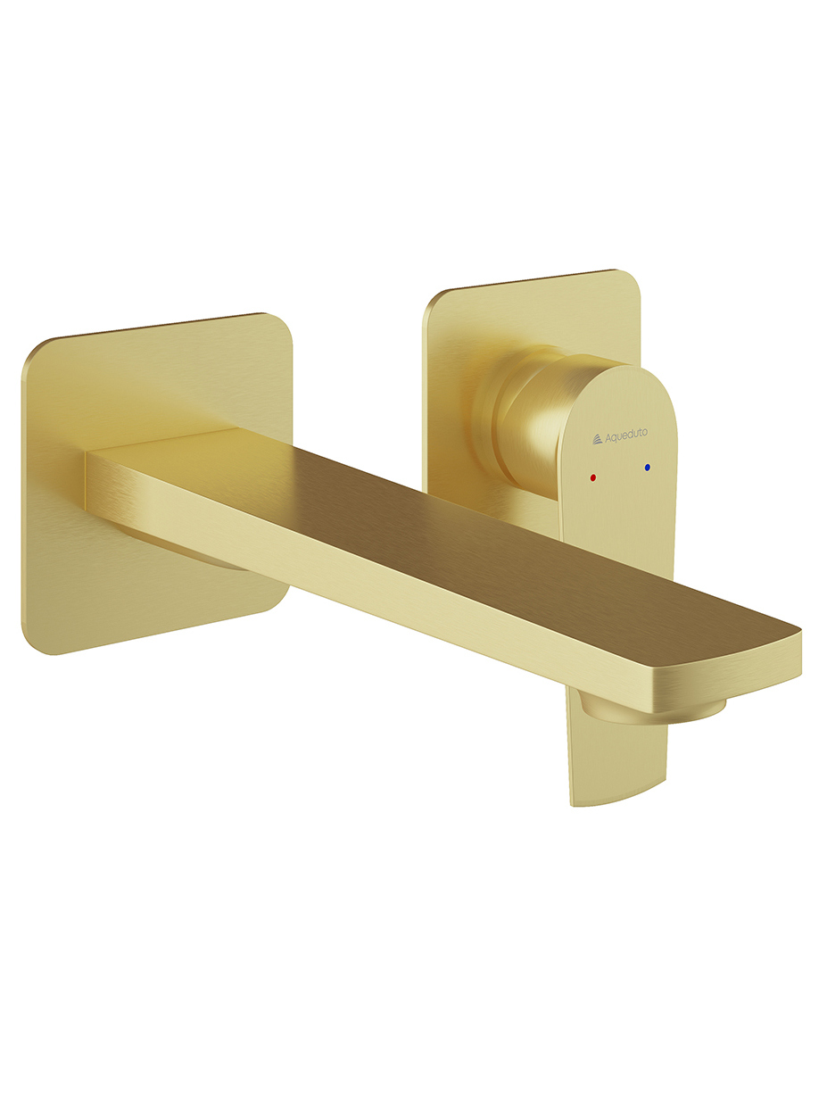 Смеситель для раковины Aqueduto Linha LIN0450 С ВНУТРЕННЕЙ ЧАСТЬЮ, шлифованное золото