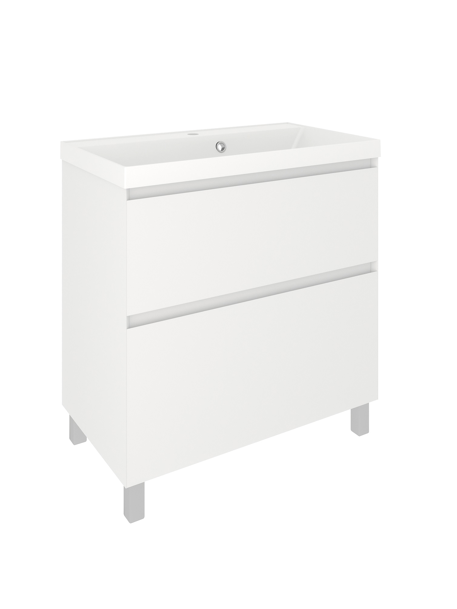 Тумба с раковиной Aqua de Marco Astra 80 напольная, глянцевая белая, с органайзером