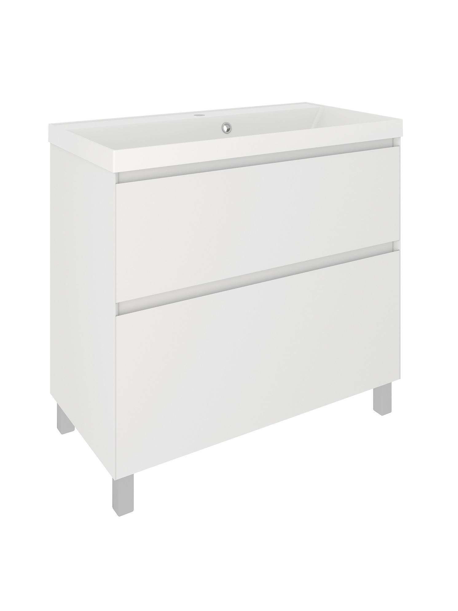 Тумба с раковиной Aqua de Marco Astra 90 напольная, глянцевая белая, с органайзером