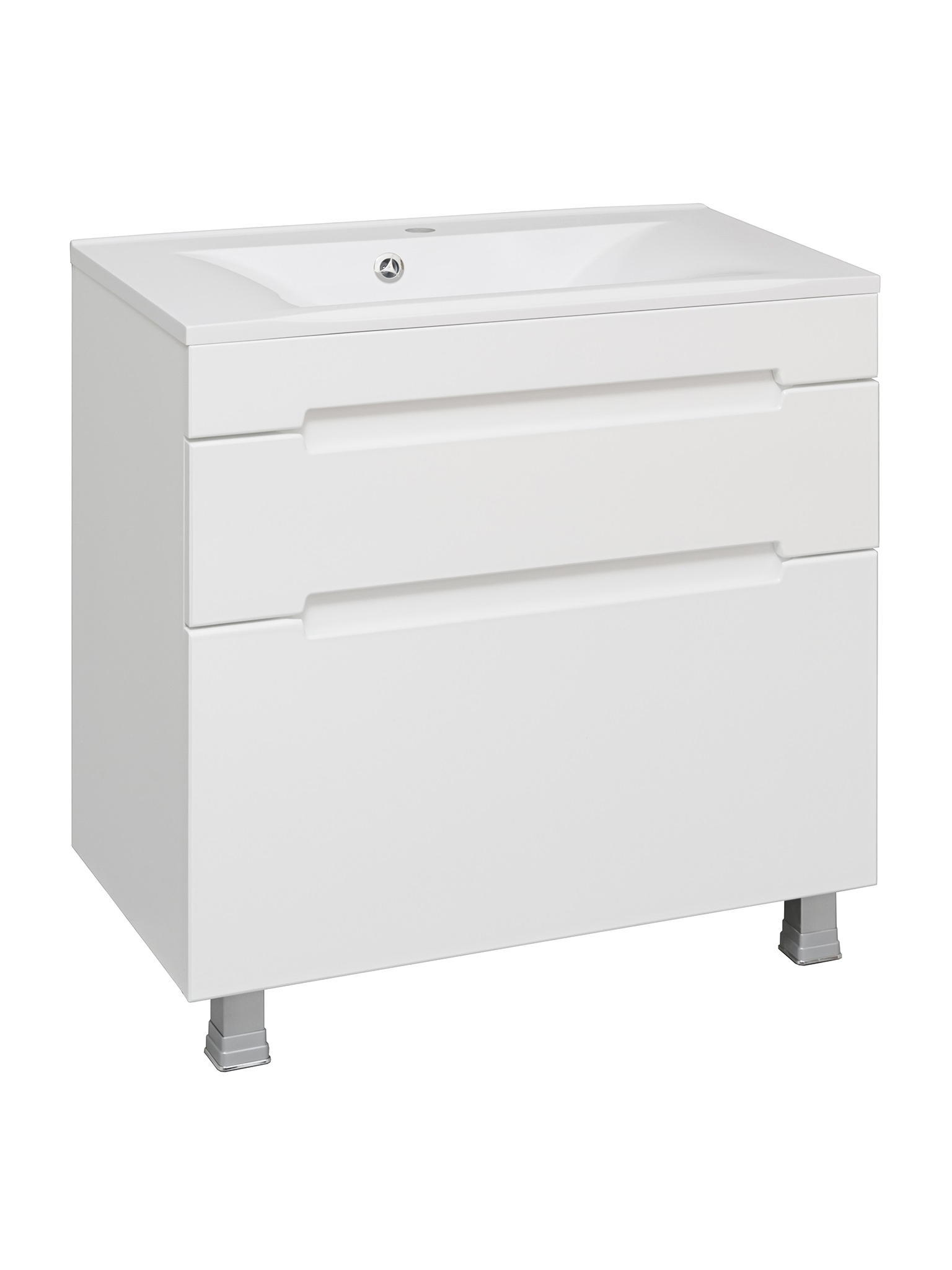 Тумба под раковину без столешницы Aqua de Marco Olivia 80 напольная, 2 ящика, глянцевая белая