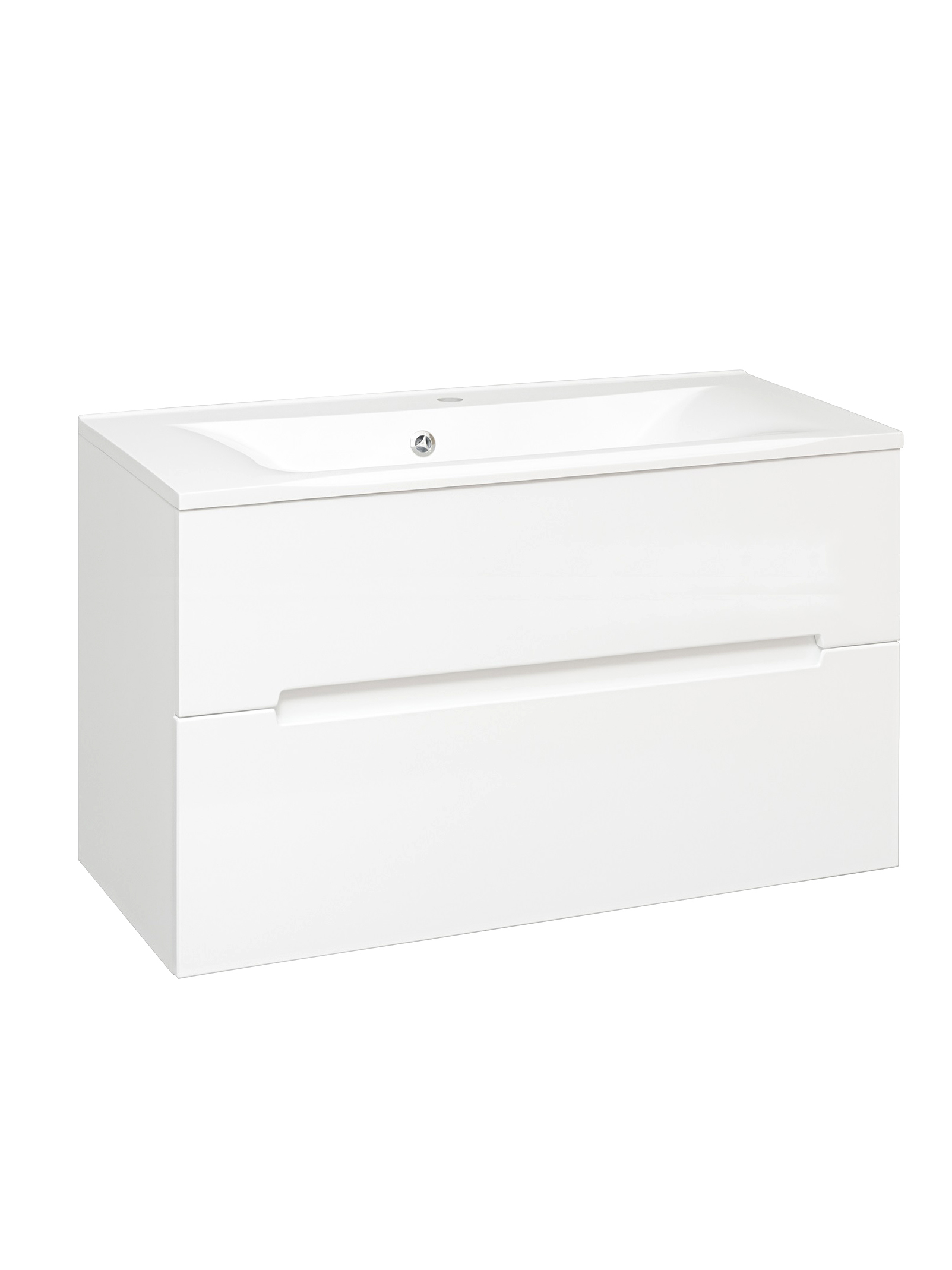 Тумба под раковину без столешницы Aqua de Marco Olivia 100 подвесная, 2 ящика, глянцевая белая