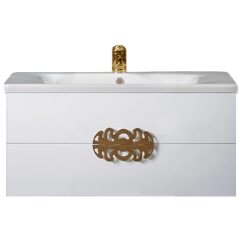Тумба с раковиной Armadi Art NeoArt 100 white с ручками Ajur золото