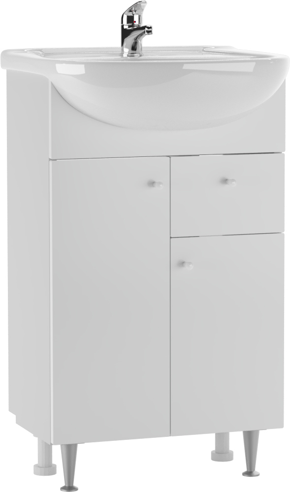 Тумба под раковину без столешницы Айсберг Промо 50 2 дверцы, 1 ящик, белая