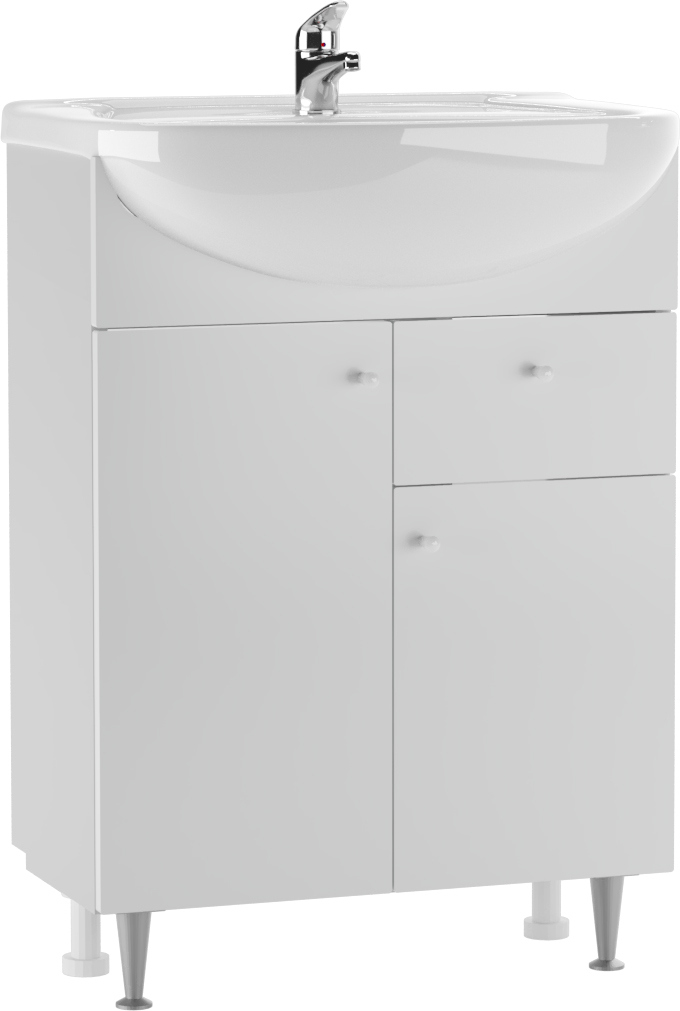 Тумба с раковиной Айсберг Промо 60 2 дверцы, 1 ящик, белая
