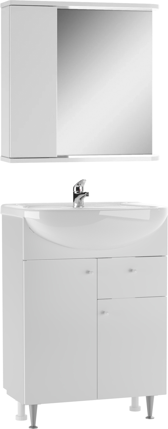 Мебель для ванной комнаты Айсберг Промо 60 2 дверцы, 1 ящик, белая