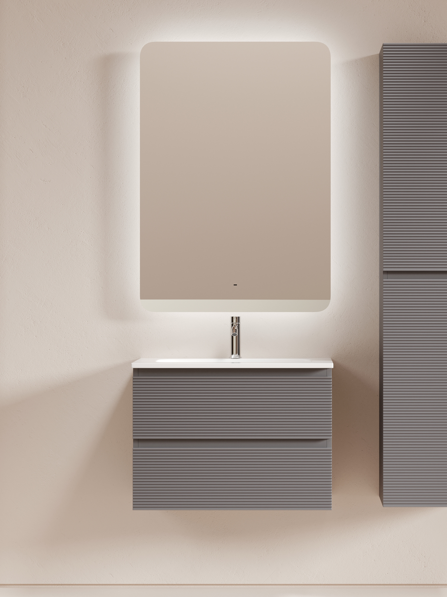 Мебель для ванной комнаты Sancos Folk 70 2я подвесная, grey soft, раковина CN7031