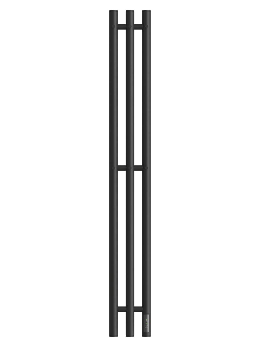 Полотенцесушитель электрический APEXTERMO Luna LN10112BM 110x15 см, подключение справа, скрытое подключение справа, матовый черный, I-образный, из стали