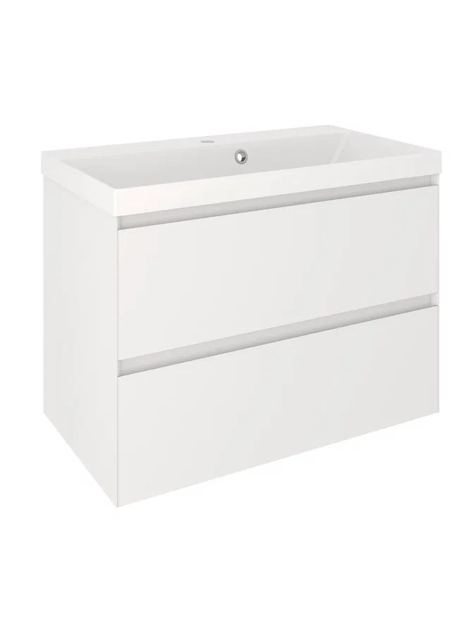 Тумба с раковиной Aqua de Marco Palermo 80 подвесная, 2 ящика, глянцевая белая