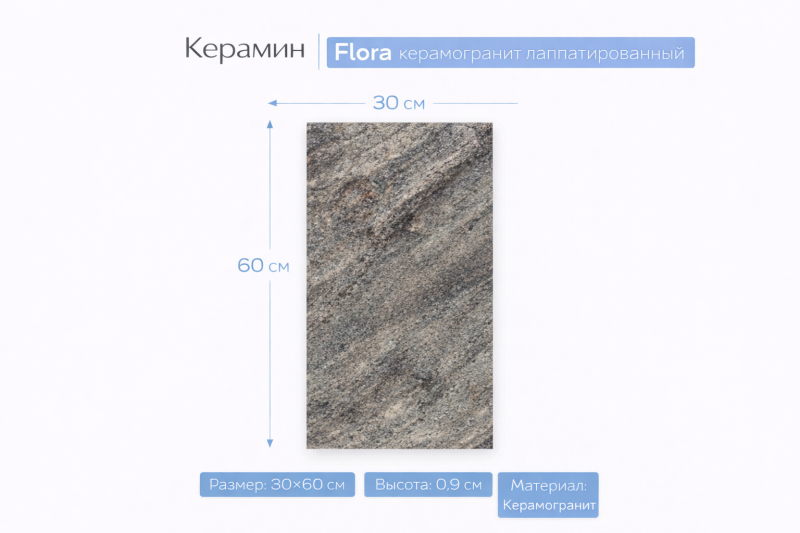 ПЛИТКА Керамогранит КВАРЦИТ 2 Серый 30х60 4810531154686