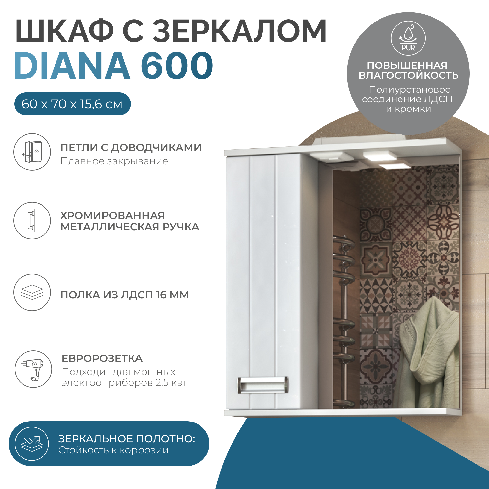 Зеркало Vigo Diana L 60