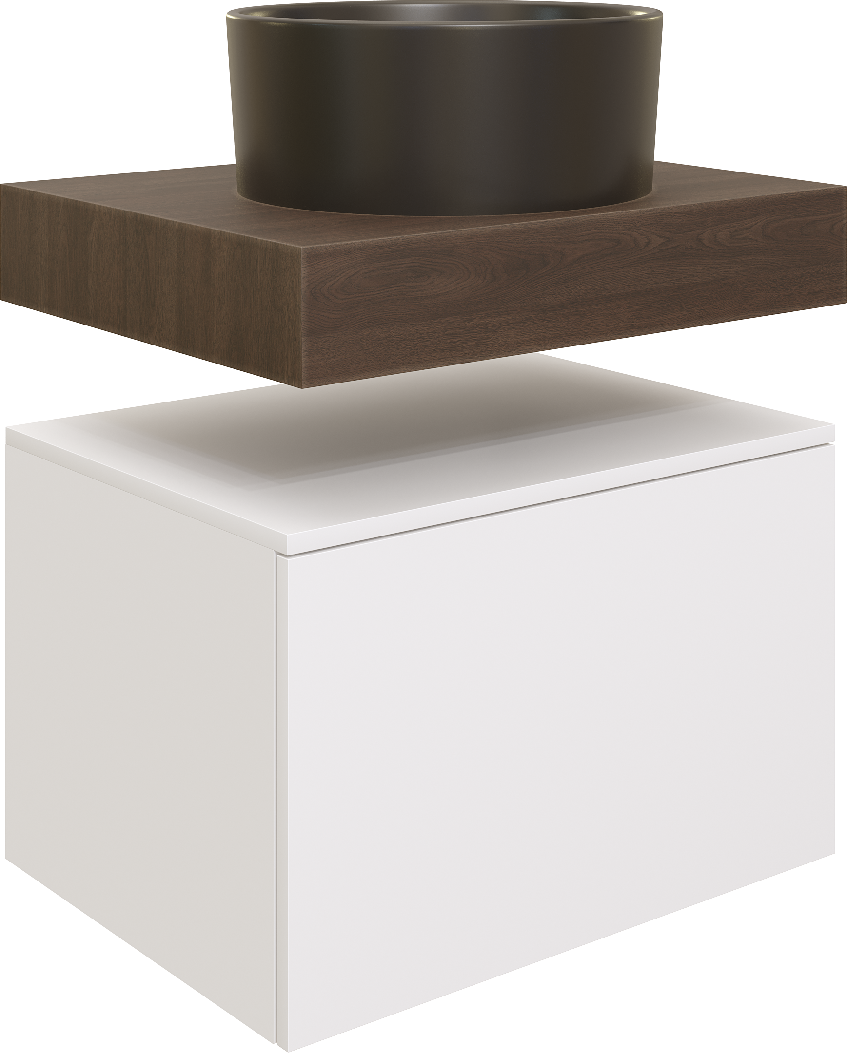 Столешница STWORKI Ольборг 60 дуб карпентер, без отверстий, с тумбой 60 и черной раковиной