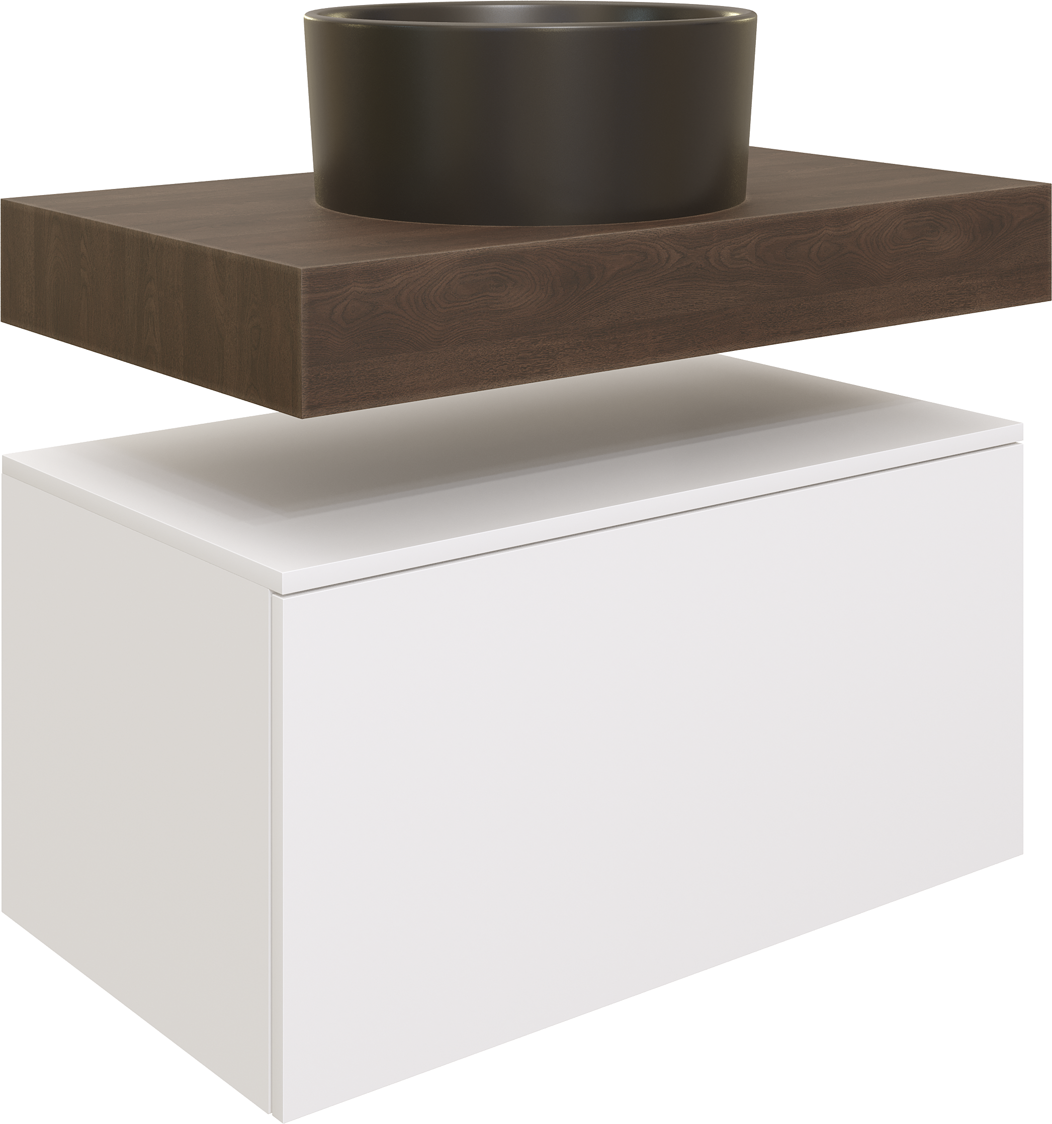 Столешница STWORKI Ольборг 80 дуб карпентер, без отверстий, с тумбой 80, черной раковиной