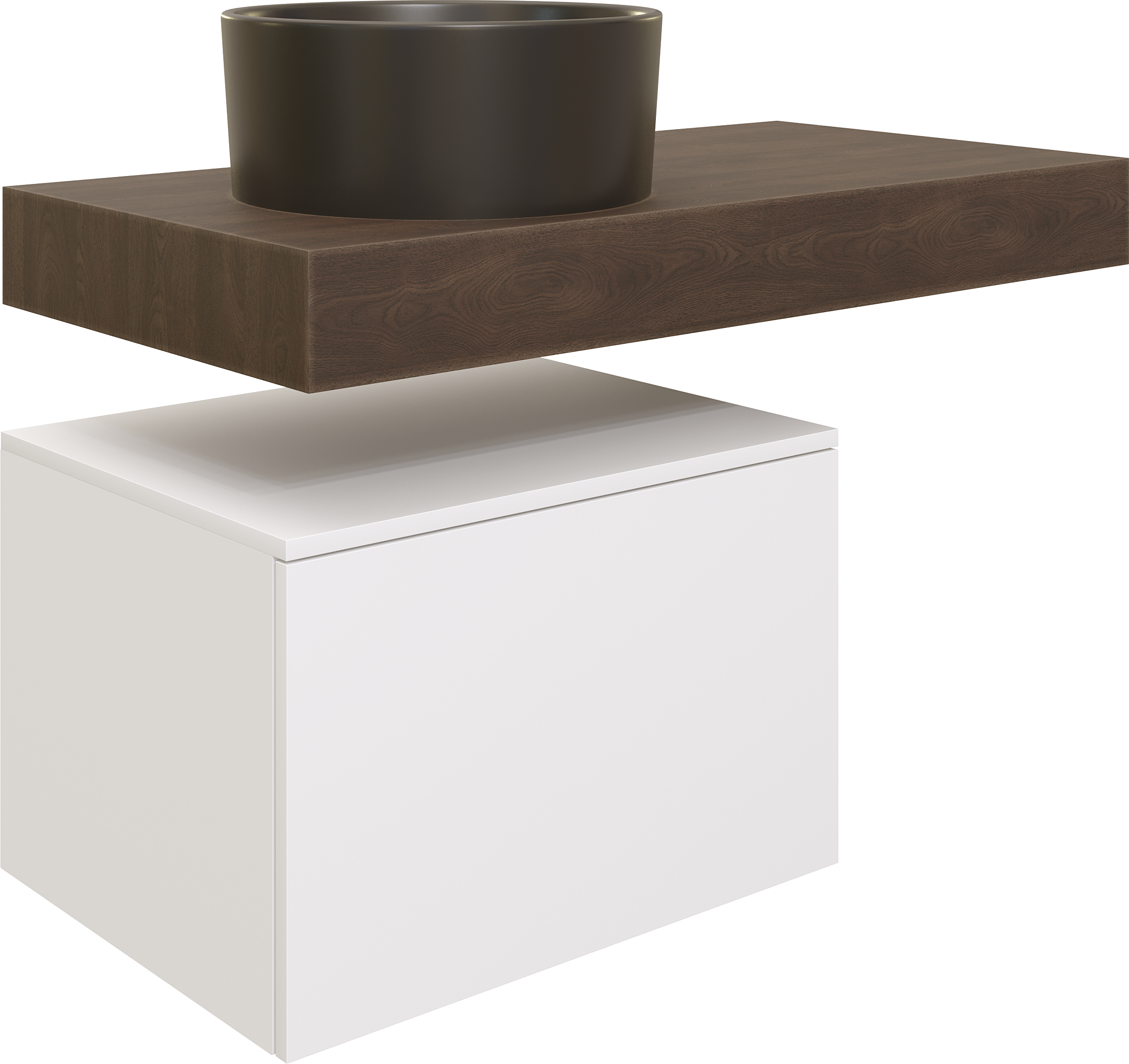 Столешница STWORKI Ольборг 100 дуб карпентер, без отверстий, с тумбой 60, черной раковиной