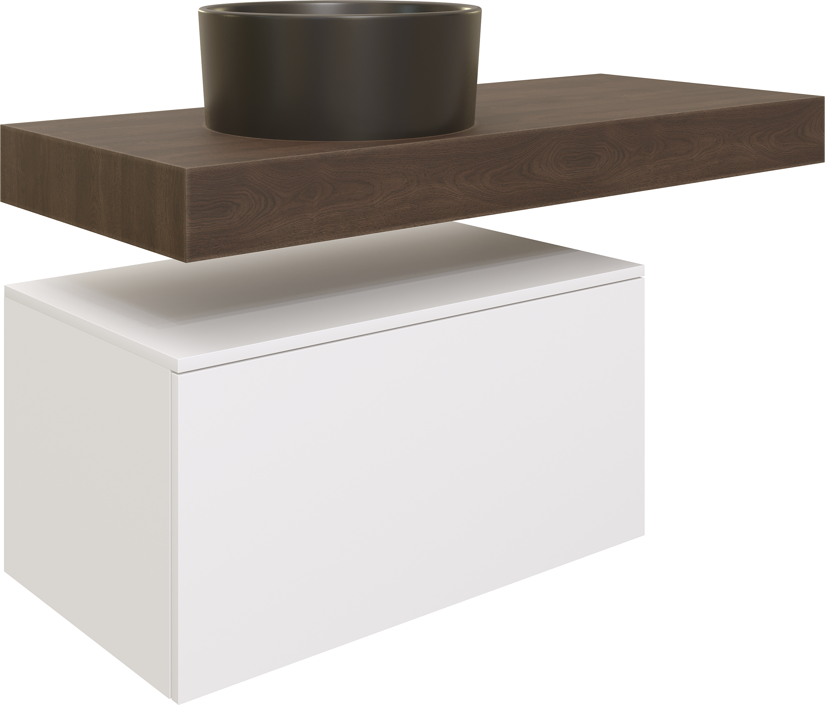 Столешница с раковиной STWORKI Ольборг 120 дуб карпентер, без отверстий, с тумбой 80, черной раковиной