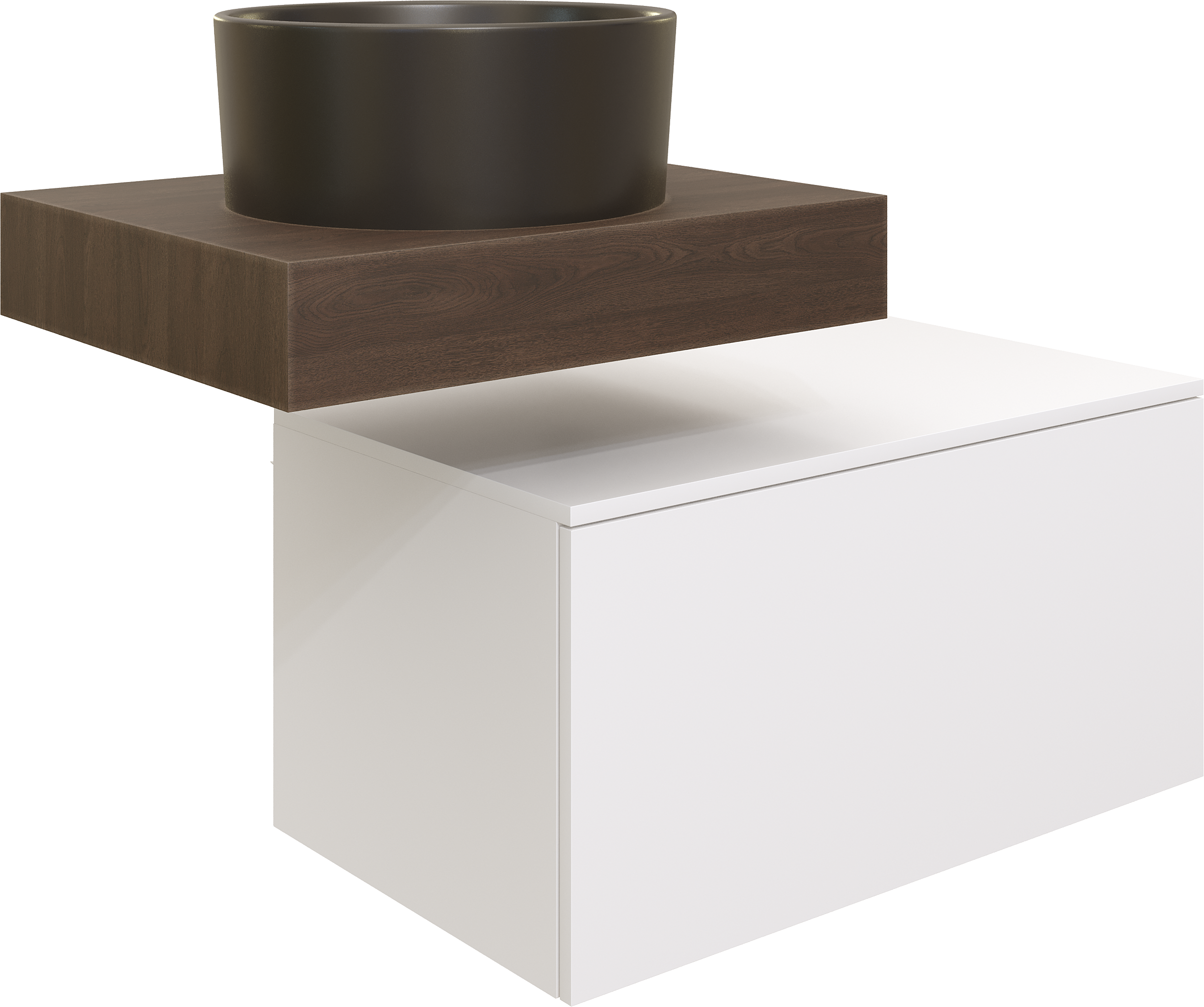 Столешница STWORKI Ольборг 60 дуб карпентер, без отверстий, с тумбой 80 и черной раковиной