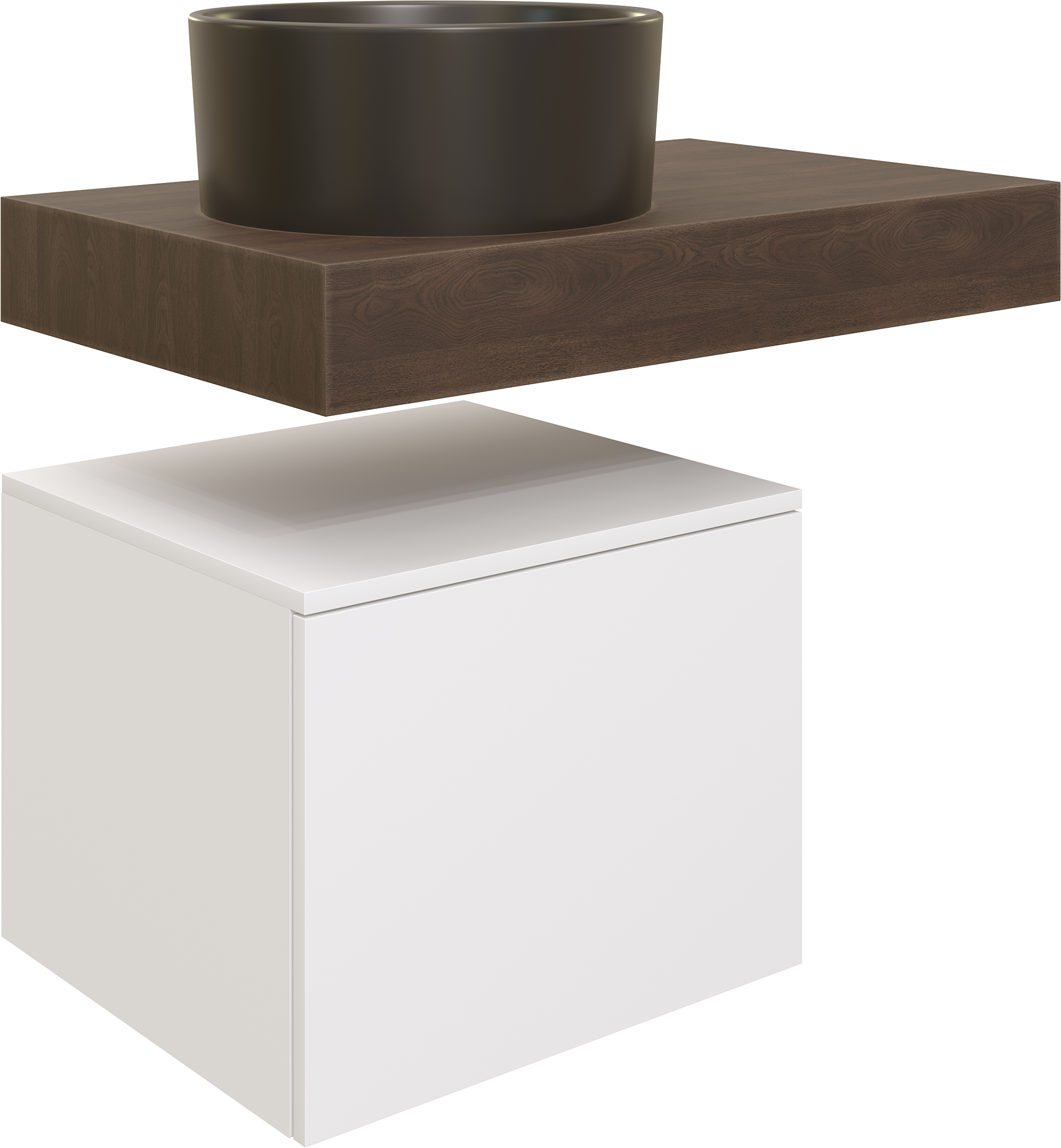 Столешница STWORKI Ольборг 80 дуб карпентер, без отверстий, с тумбой 50, черной раковиной