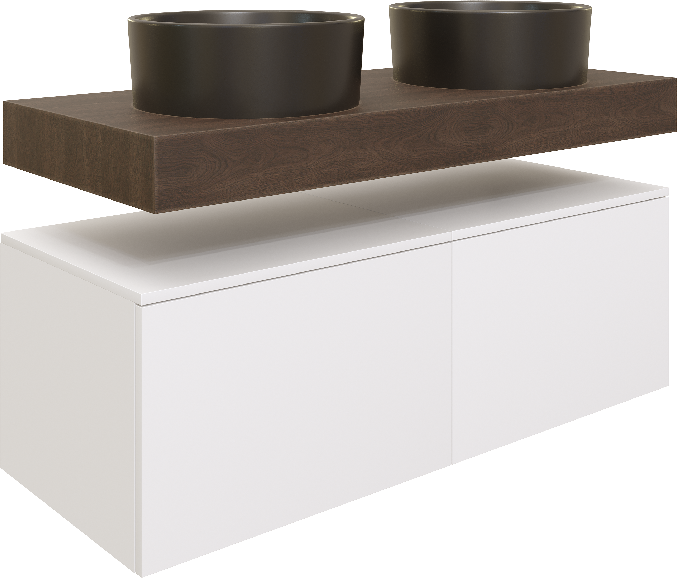 Столешница STWORKI Ольборг 120 дуб карпентер, без отверстий, 2 тумбы 60 + 2 раковины