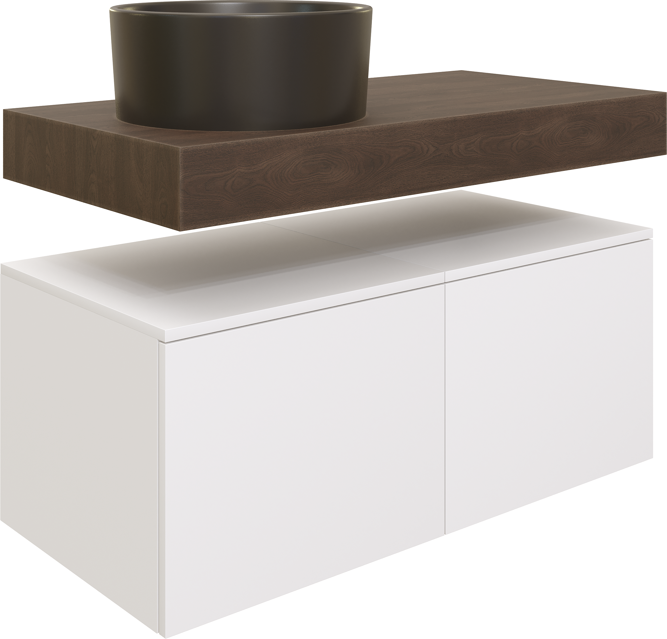 Столешница STWORKI Ольборг 100 дуб карпентер, без отверстий, 2 тумбы 50, черная раковина