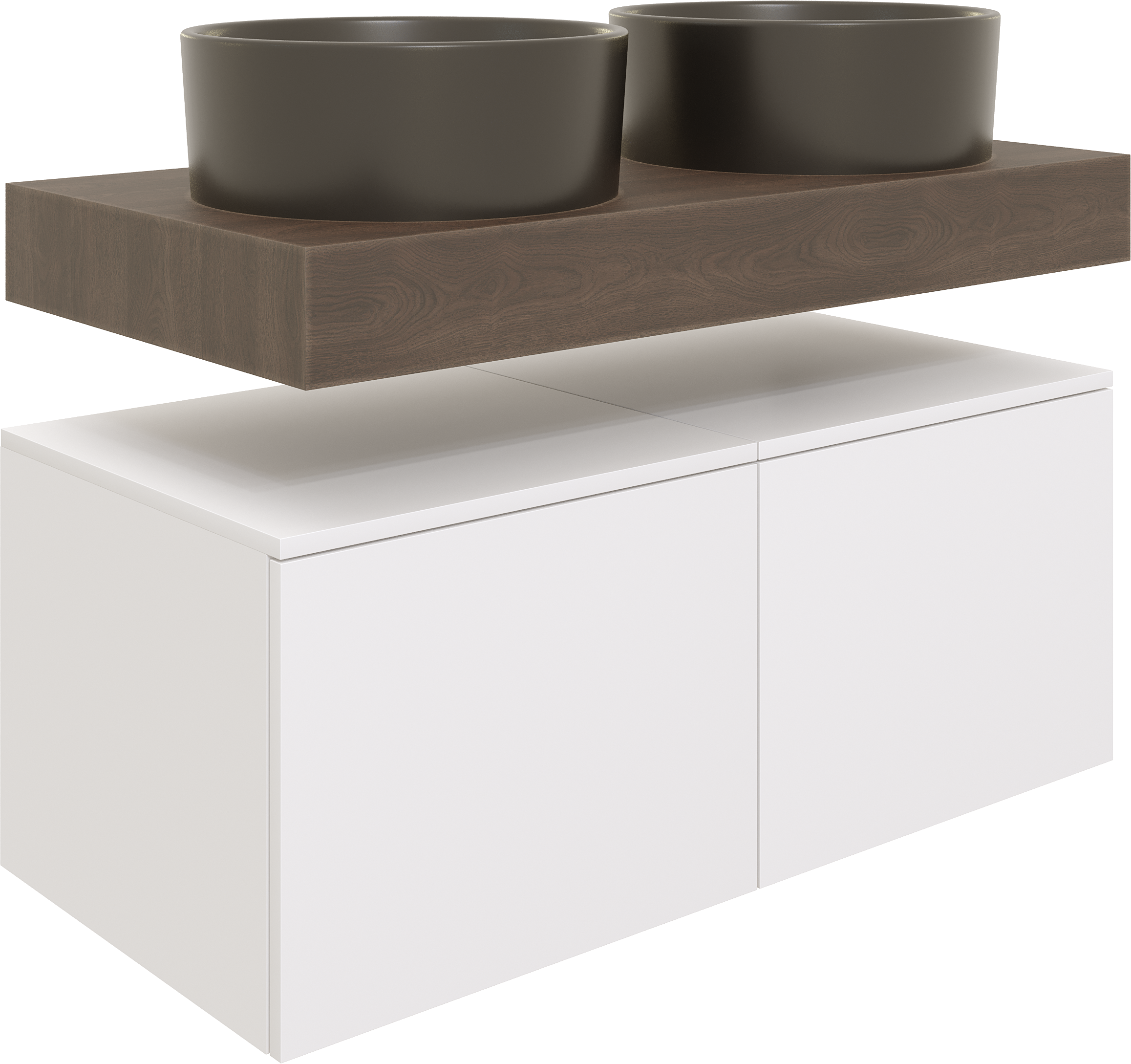 Столешница STWORKI Ольборг 100 дуб карпентер, без отверстий,  2 тумбы 50 + 2 раковины