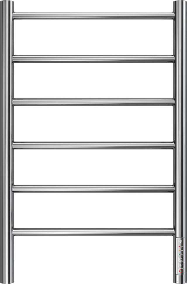 Полотенцесушитель электрический Terminus Аврора П6 65x45 см, подключение справа, слева, скрытое подключение справа, нержавеющая сталь полированная, лесенка