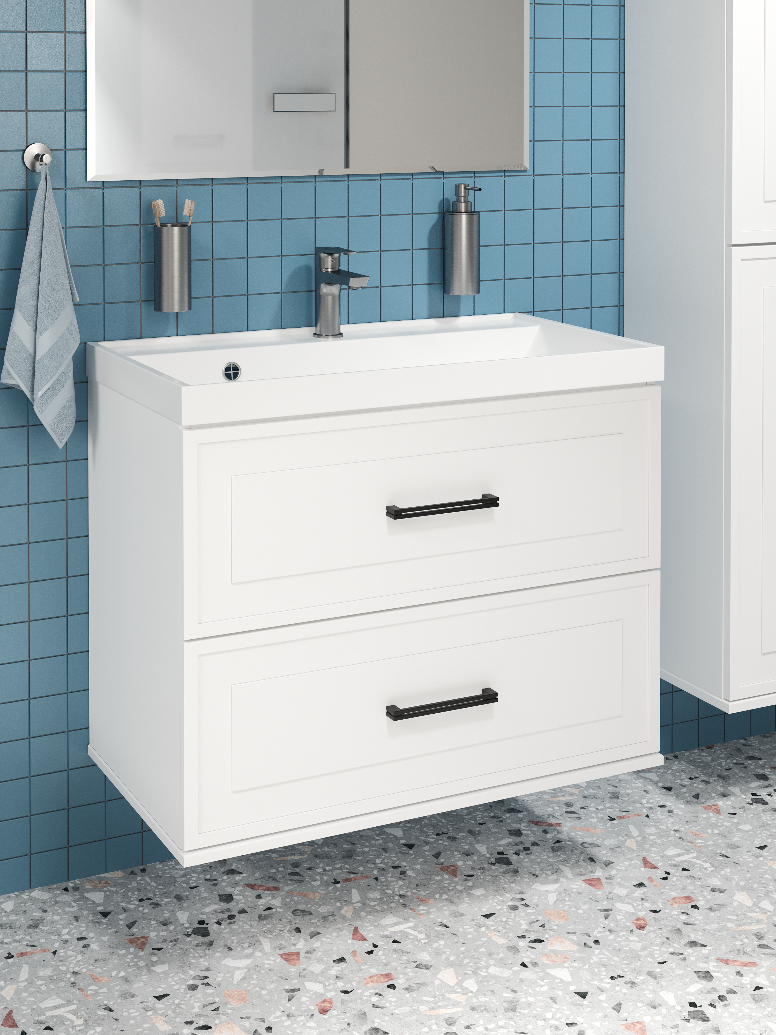 Тумба с раковиной STWORKI Хадстен 80 подвесная, белая