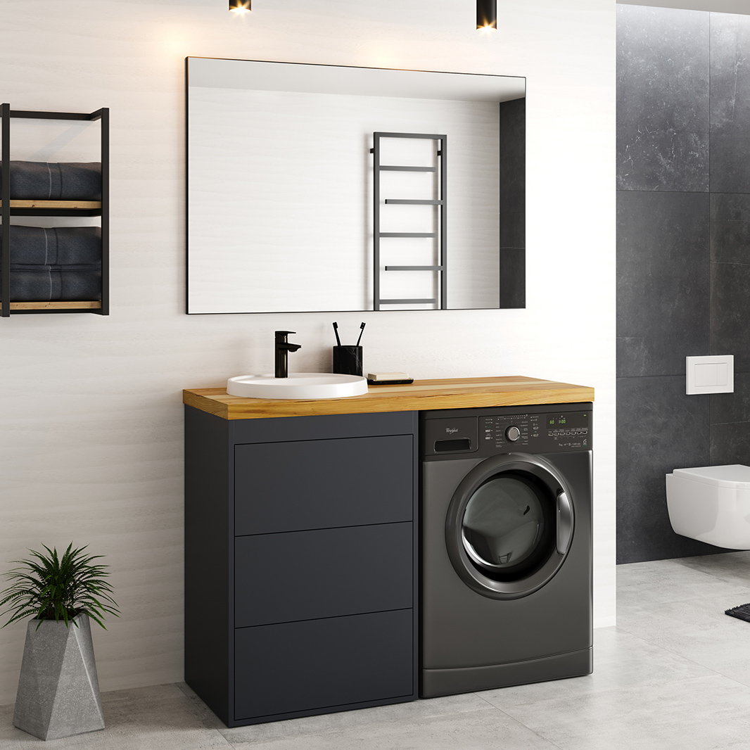 Тумба под раковину без столешницы Brevita Grafit 40 под стиральную машину