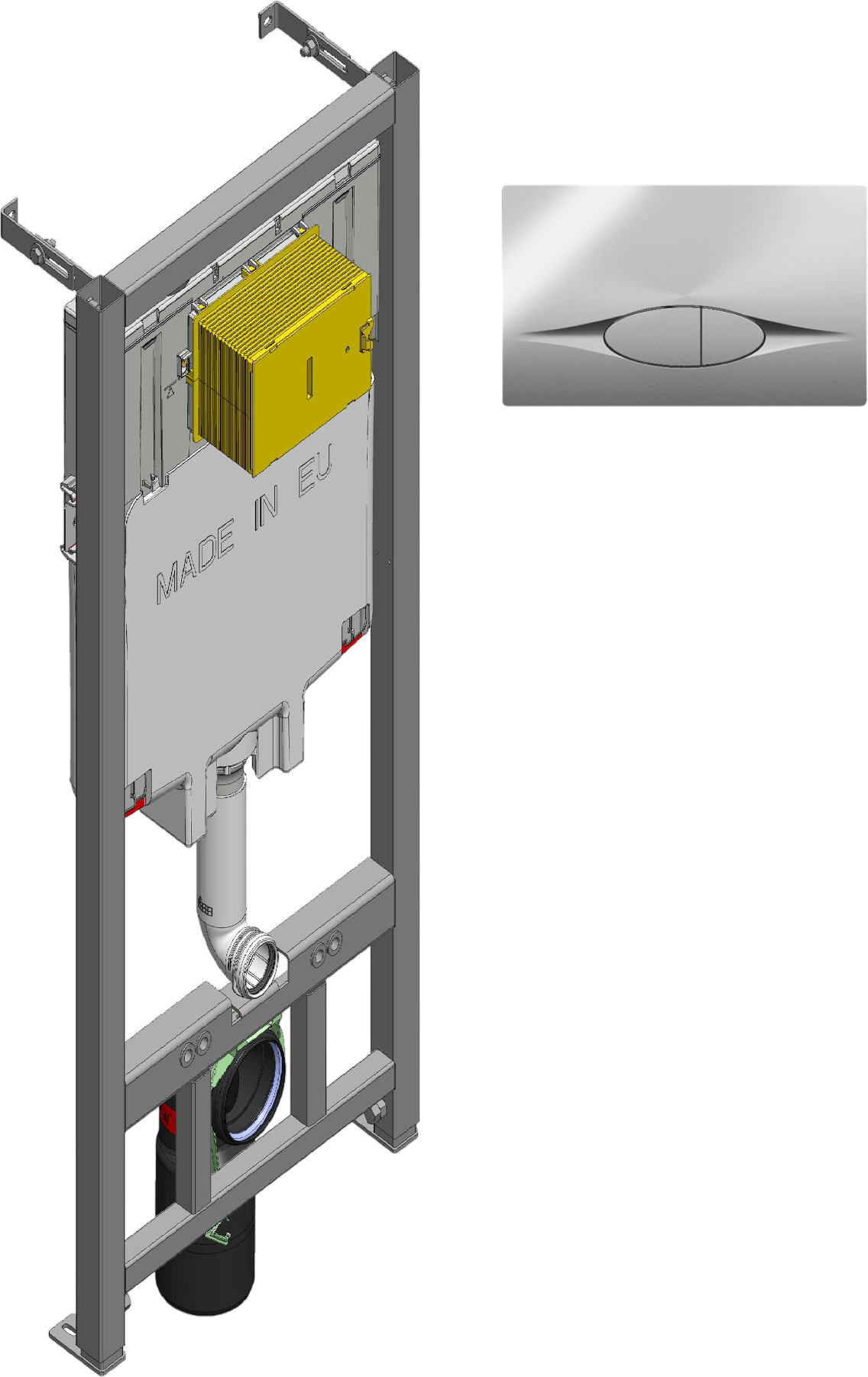 Инсталляция с кнопкой Jacob Delafon E21822-CP цвет хром, крепление к полу и стене