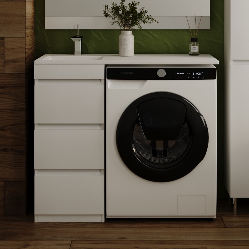 Тумба под раковину без столешницы Style Line Даллас 100 Люкс Plus напольная, белая, 3 ящика