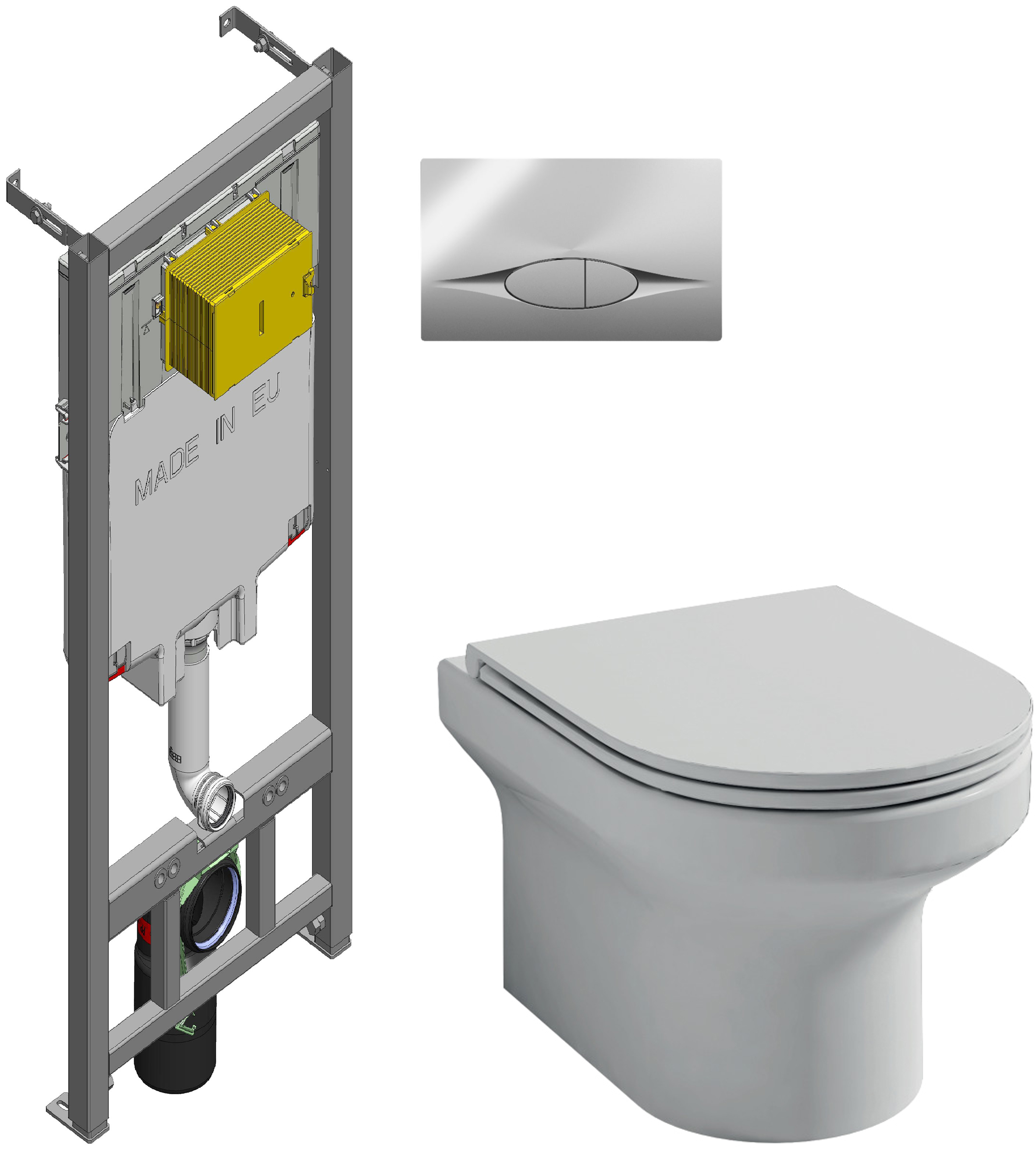 Комплект 2 в 1 Унитаз подвесной Jacob Delafon Elite EDX114RU-00 + Инсталляция с кнопкой E21822-CP цвет хром