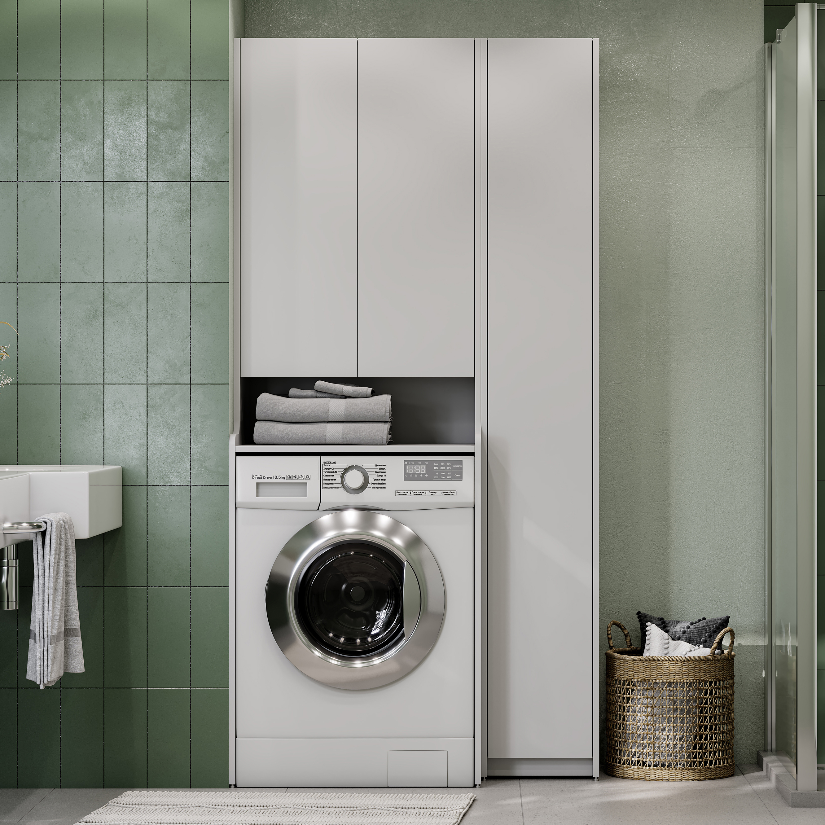 Шкаф над стиральной машиной AQUATON Лондри 65 подвесной, глянцевый белый