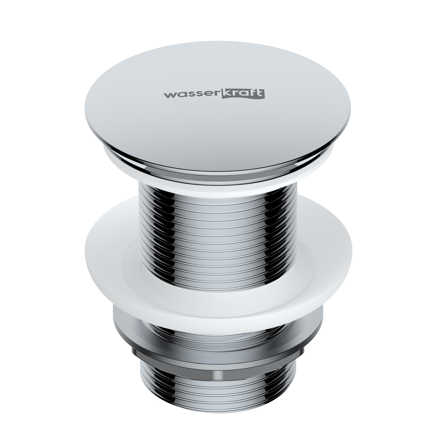 Донный клапан для раковины Wasserkraft A244 без перелива, глянцевый хром