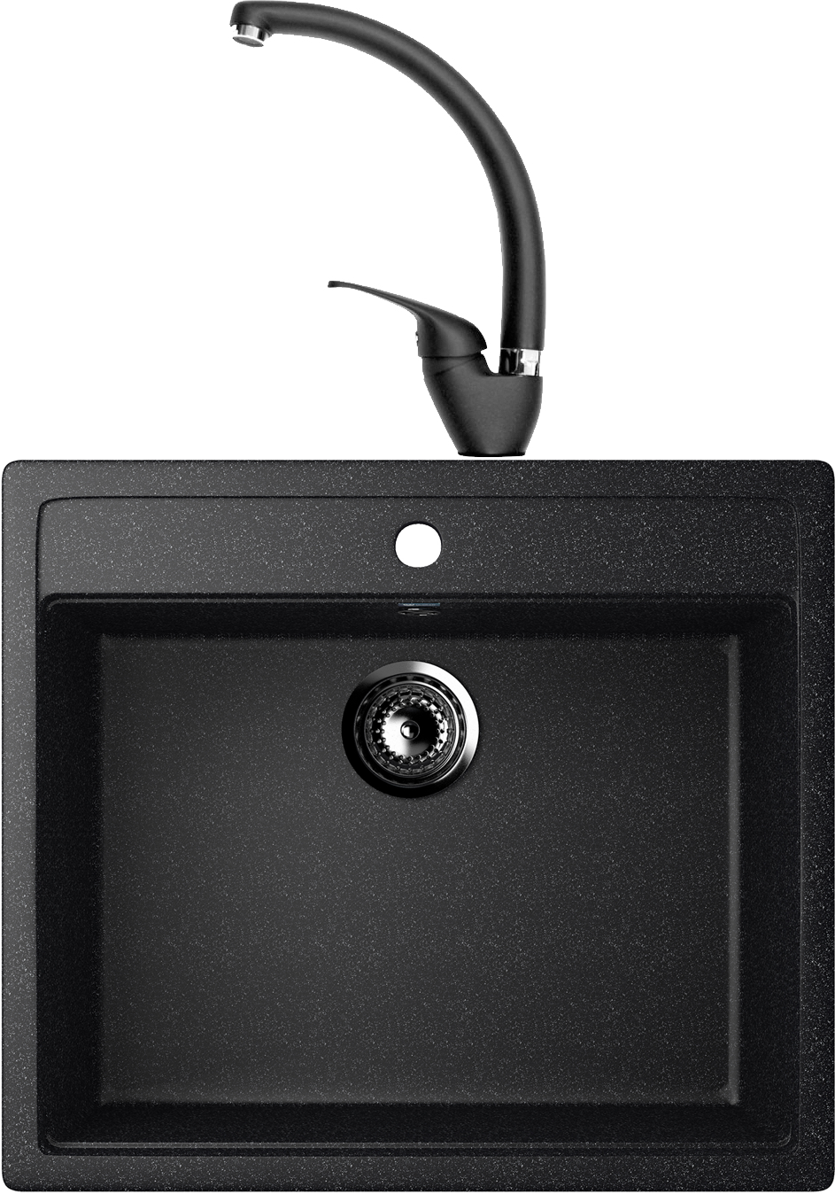 Комплект Мойка Ulgran U-104 -308, черная + Смеситель Domaci Солерно DC-3013, морион