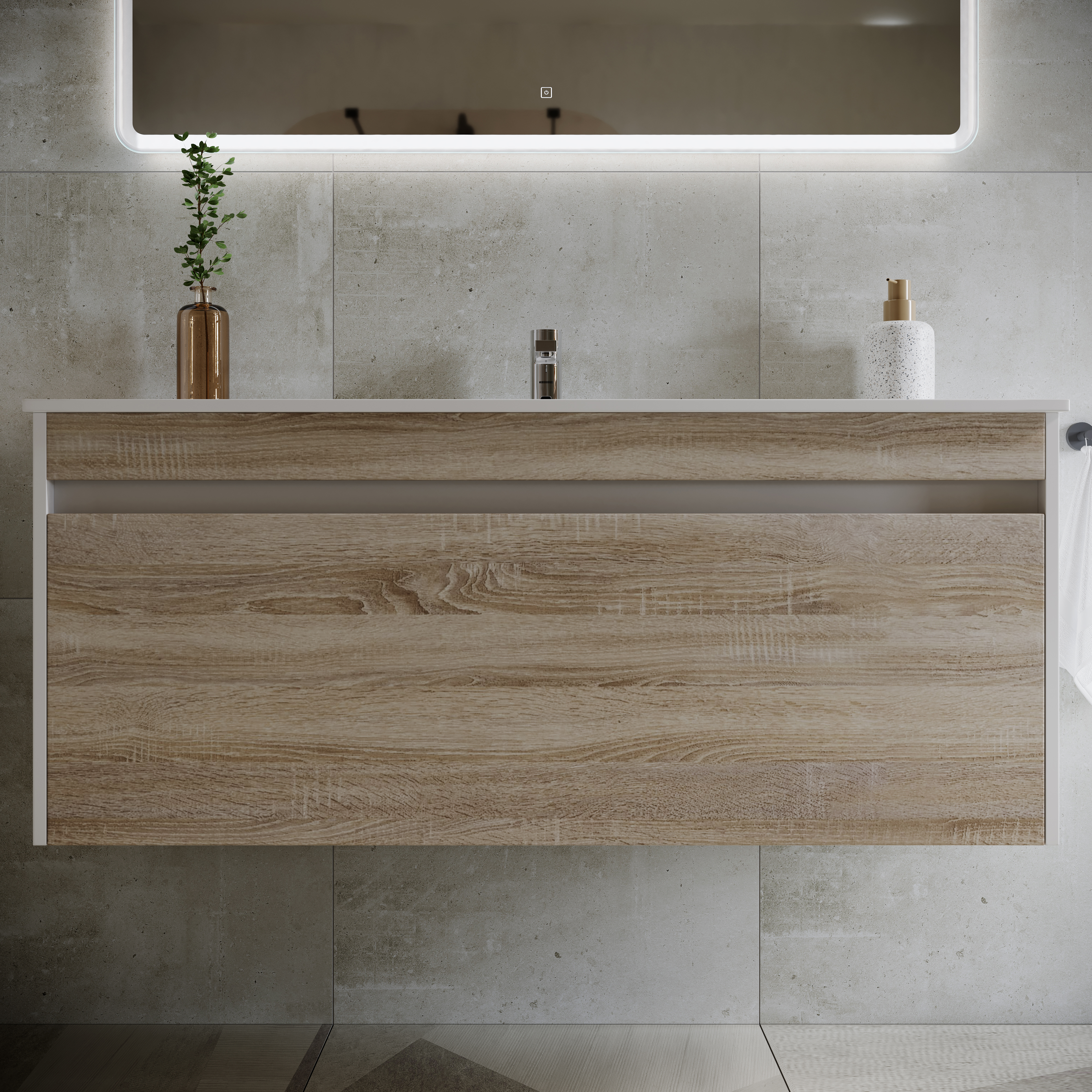 Тумба с раковиной Sancos Smart 120 см дуб бардолино