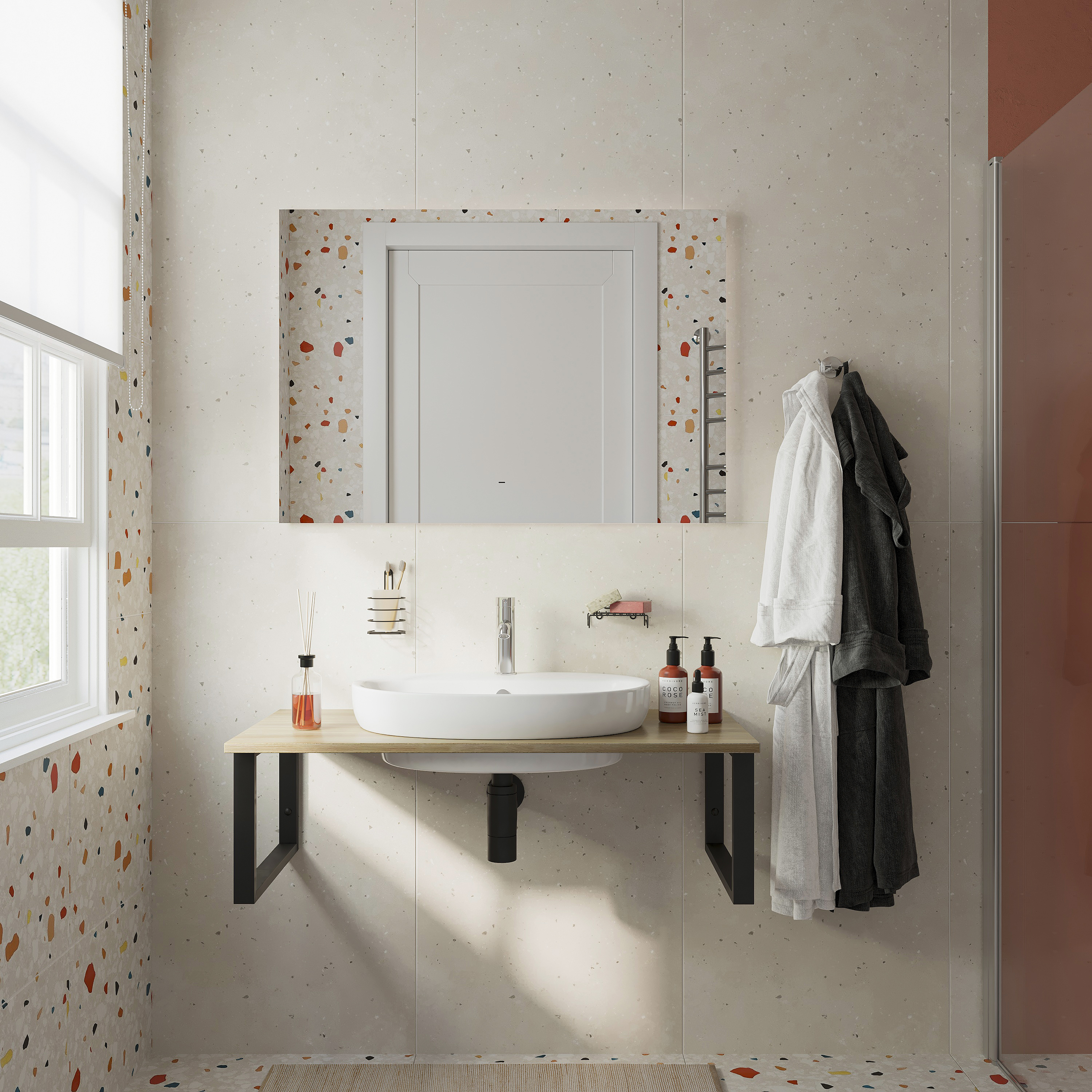 Мебель для ванной комнаты DIWO Элиста 100 светлое дерево, с раковиной Самара 0116