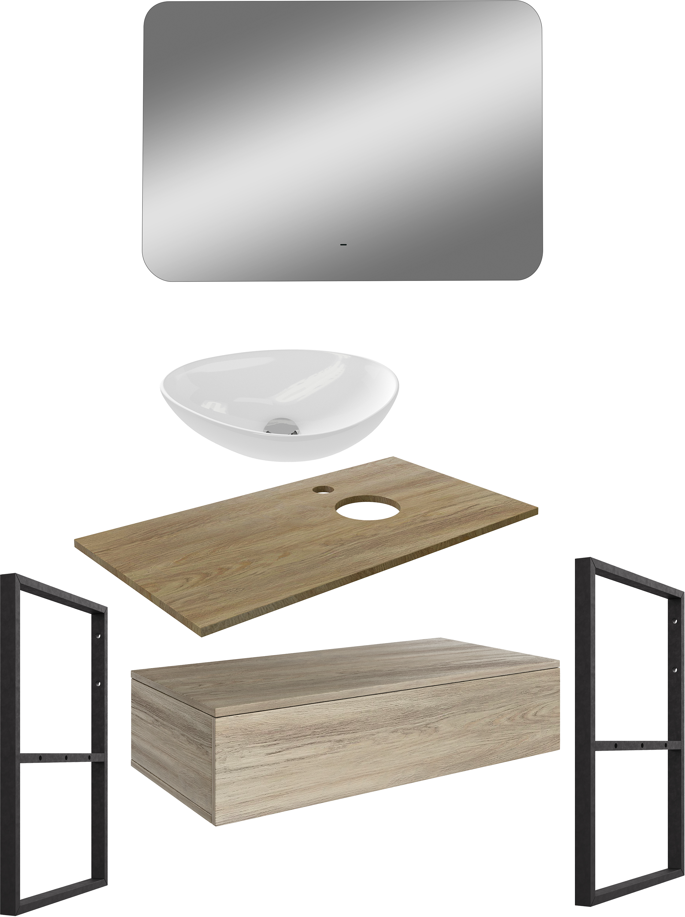 Мебель для ванной комнаты DIWO Элиста 100 светлое дерево с раковиной Moduo 55 Leaf