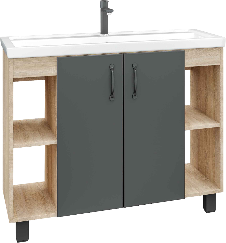 Тумба с раковиной Grossman Флай 100 дуб сонома, серая