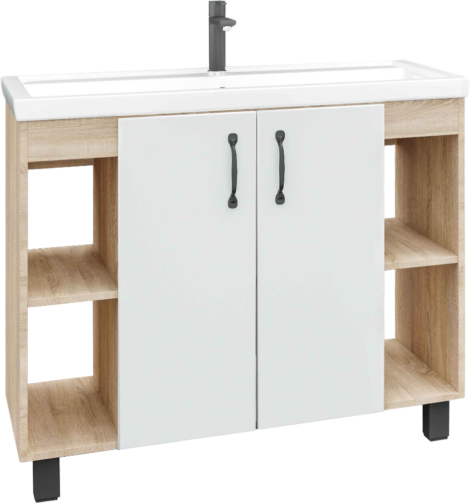 Тумба с раковиной Grossman Флай 100 дуб сонома, белая