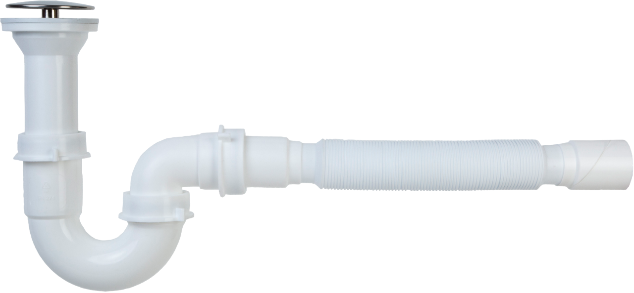 Сифон для раковины EWRIKA 0301003042 40 мм, трубный, глянцевый белый, нержавеющая сталь