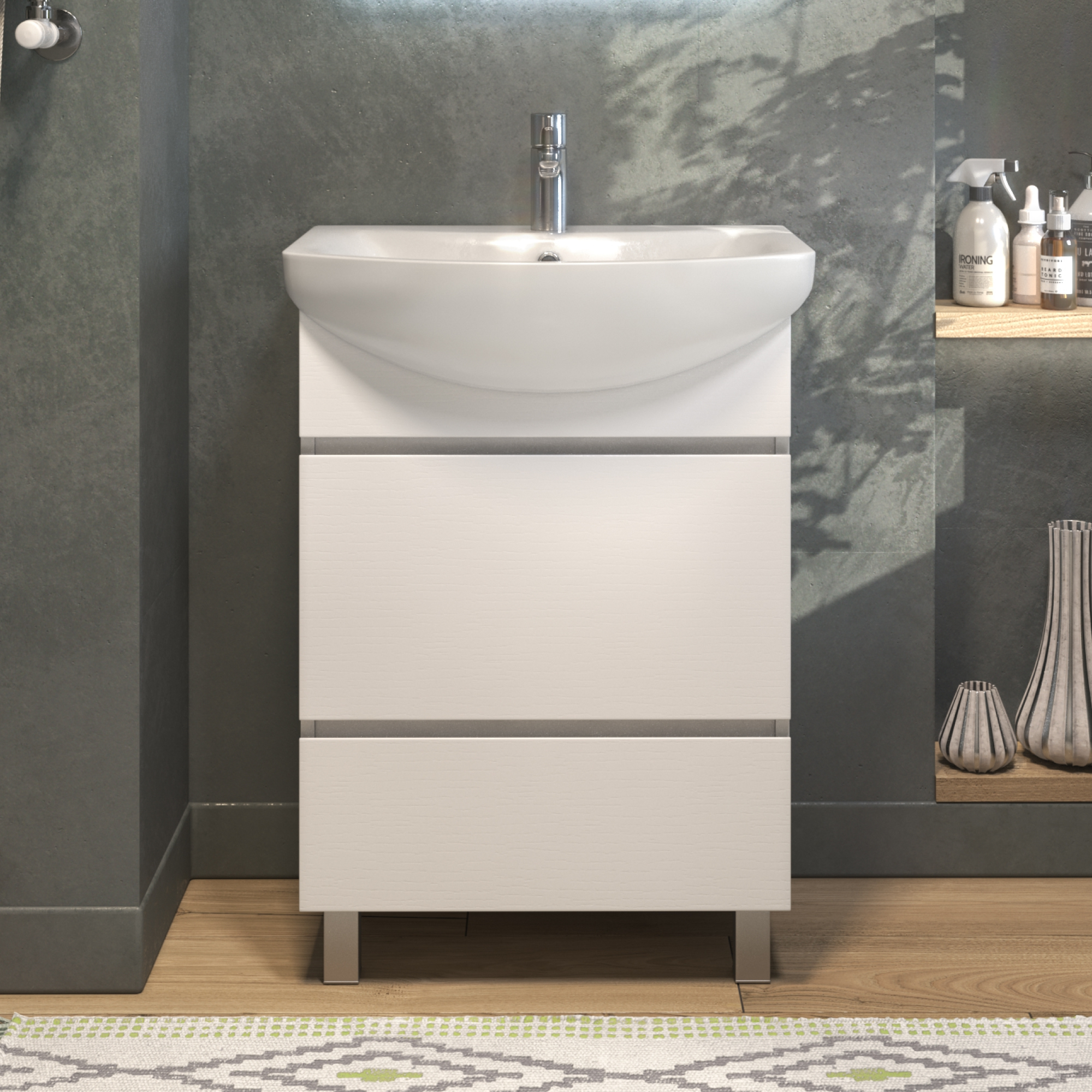 Тумба под раковину без столешницы Vigo Wing 60 напольная, 2 ящика