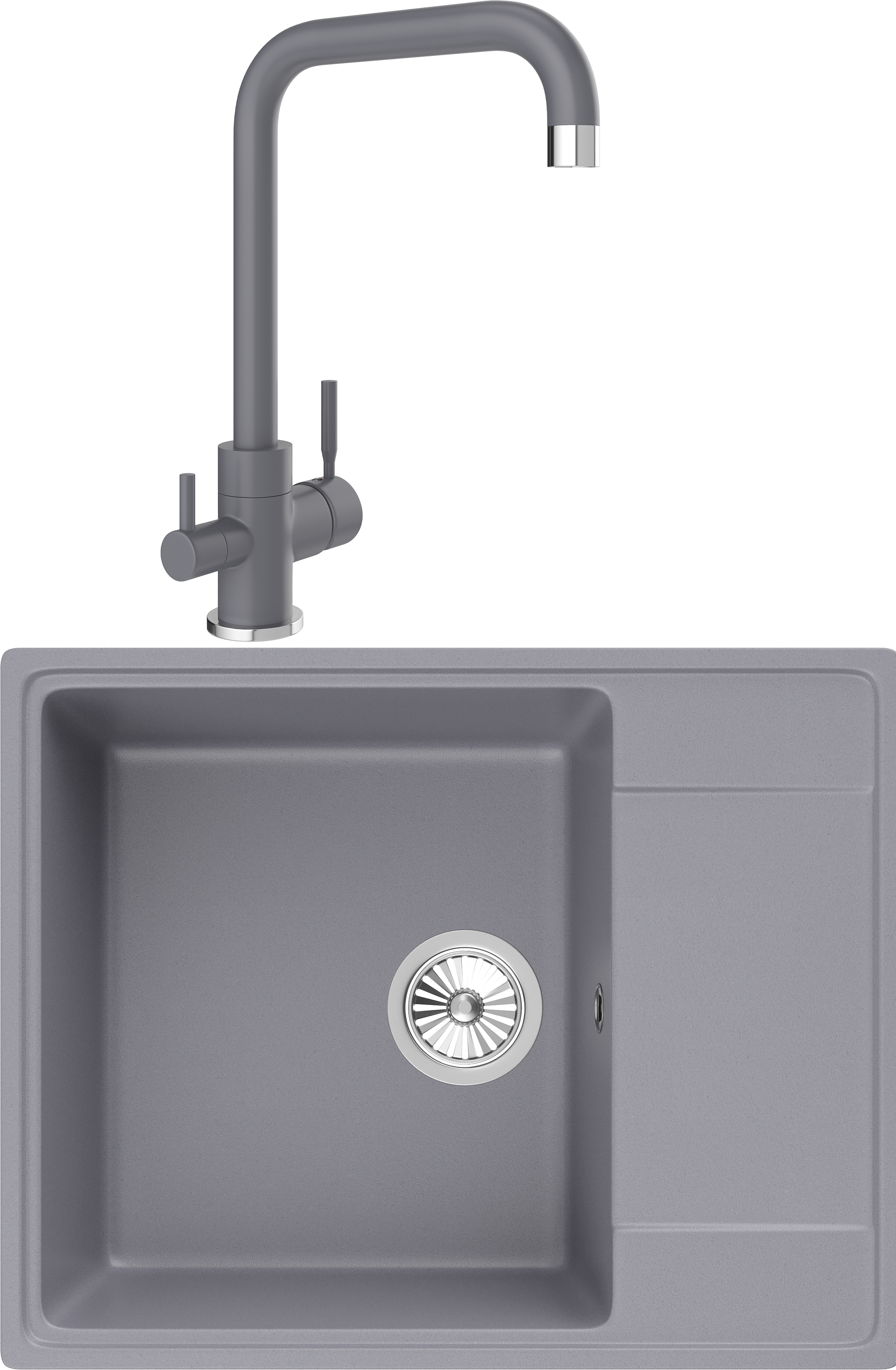 Комплект Мойка Domaci Солерно DP 605-05, бетон + Смеситель UQ-019-05, бетон