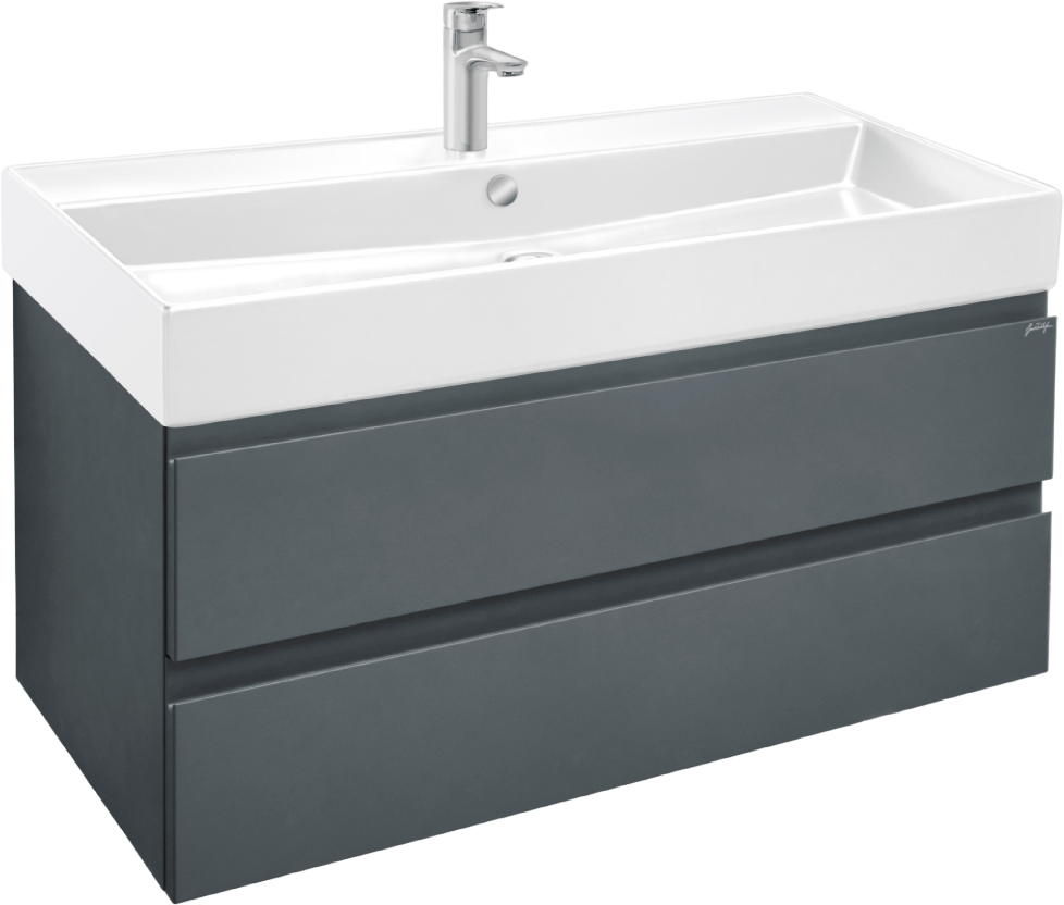 Тумба с раковиной Jacob Delafon Madeleine 100 серая матовая, раковина белая глянцевая