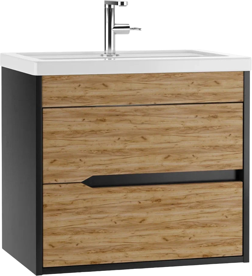 Тумба под раковину без столешницы Домино Карат (Karat) 60, антрацит, дуб вотан
