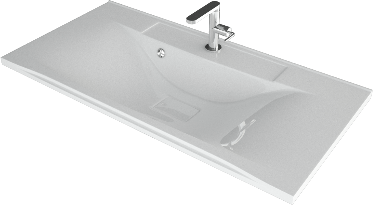 Мебельная раковина Madera Milen 90 накладная, глянцевая белая, прямоугольная, искусственный мрамор