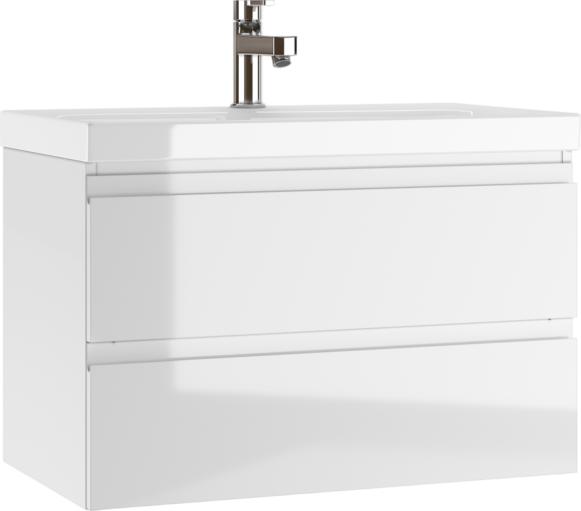 Тумба под раковину без столешницы Домино Graffo 80, белая глянцевая